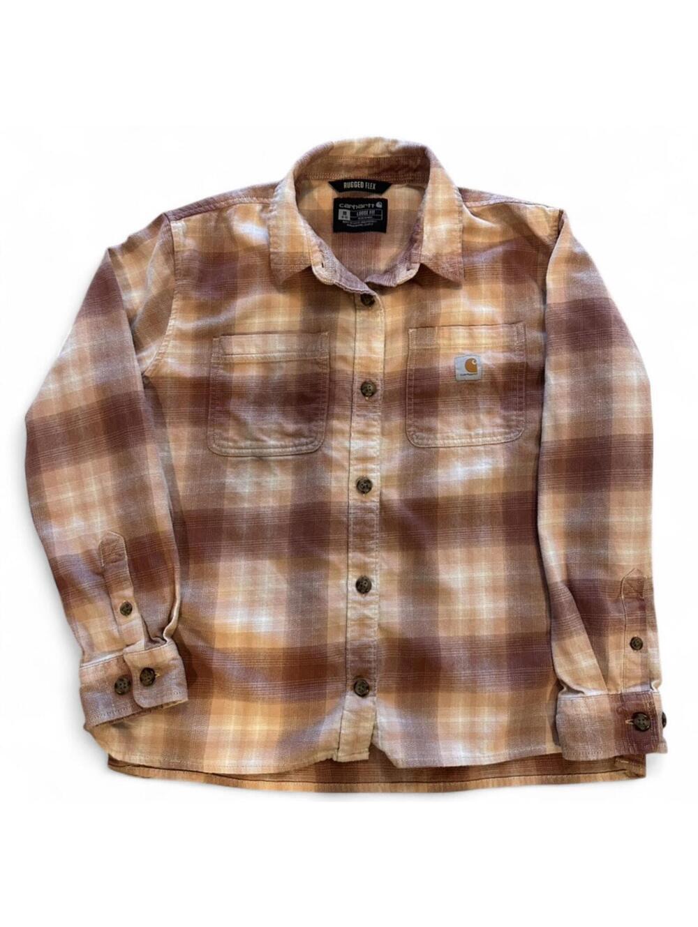 Carhartt Rugged Flex Plaid Flannel Shirt Women’s Medium Loose Fit